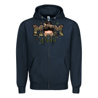 Navy mom of both boys messy bun Zipper Hoodie - Zillion Design Studio