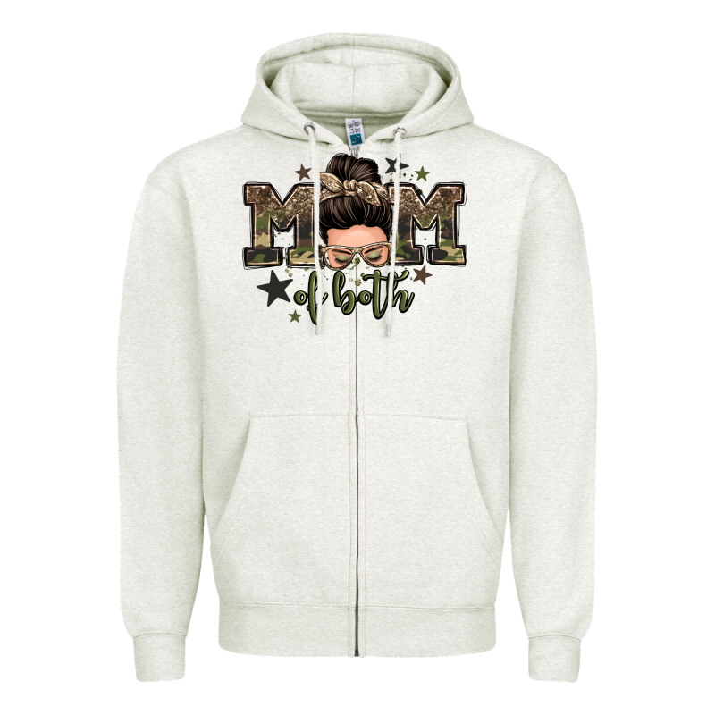 Mom Of Both Boys Messy Bun Zipper Hoodie by Zillion Design Studio | Teevron