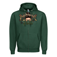 Sports Green mom of both boys messy bun Zipper Hoodie - Zillion Design Studio