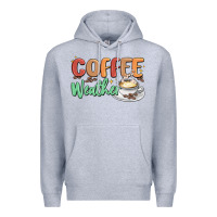 Heather Grey coffee weather Premium Hoodie - MaliasSmallBusiness