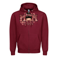 Burgundy mom of both messy bun Zipper Hoodie - Zillion Design Studio