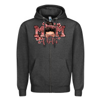 Charcoal Heather mom of both messy bun Zipper Hoodie - Zillion Design Studio