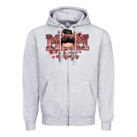 Heather Grey mom of both messy bun Zipper Hoodie - Zillion Design Studio