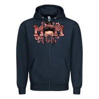 Navy mom of both messy bun Zipper Hoodie - Zillion Design Studio