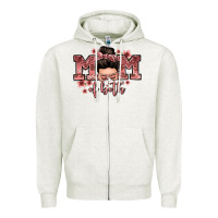 Oatmeal Heather mom of both messy bun Zipper Hoodie - Zillion Design Studio