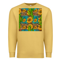 Antique Gold sunflower and cactus seamless pattern Premium Sweatshirt - BundleAndBundleShop