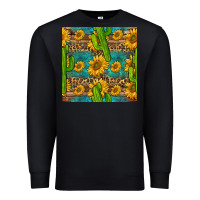 Black sunflower and cactus seamless pattern Premium Sweatshirt - BundleAndBundleShop