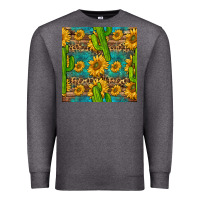Charcoal Heather sunflower and cactus seamless pattern Premium Sweatshirt - BundleAndBundleShop