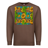 Chestnut sunflower and cactus seamless pattern Premium Sweatshirt - BundleAndBundleShop