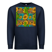 Navy sunflower and cactus seamless pattern Premium Sweatshirt - BundleAndBundleShop