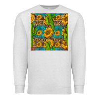 Oatmeal Heather sunflower and cactus seamless pattern Premium Sweatshirt - BundleAndBundleShop