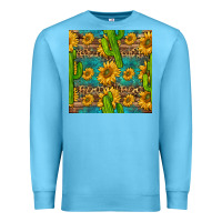 Ocean Blue sunflower and cactus seamless pattern Premium Sweatshirt - BundleAndBundleShop