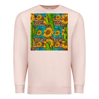 Pale Pink sunflower and cactus seamless pattern Premium Sweatshirt - BundleAndBundleShop