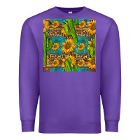 Purple sunflower and cactus seamless pattern Premium Sweatshirt - BundleAndBundleShop