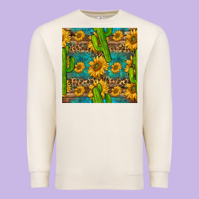 Sunflower And Cactus Seamless Pattern Premium Sweatshirt Designed By Bundleandbundleshop