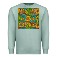 Seafoam sunflower and cactus seamless pattern Premium Sweatshirt - BundleAndBundleShop