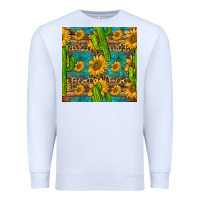 White sunflower and cactus seamless pattern Premium Sweatshirt - BundleAndBundleShop