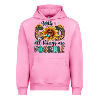 Fuchsia Pink with god all things are possible malias Urban Hoodie - MaliasSmallBusiness