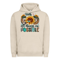 Pigment French Oak with god all things are possible malias Urban Hoodie - MaliasSmallBusiness