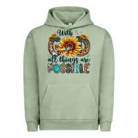 Pigment Oil Green with god all things are possible malias Urban Hoodie - MaliasSmallBusiness