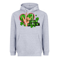 Heather Grey shamrockin' rock n roll female hand Heavyweight Hoodie - Artiststas
