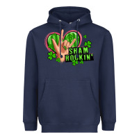 Navy shamrockin' rock n roll female hand Heavyweight Hoodie - Artiststas