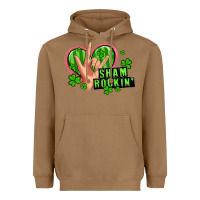Shamrockin' Rock N Roll Female Hand Heavyweight Hoodie | Teevron