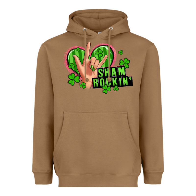 Shamrockin' Rock N Roll Female Hand Heavyweight Hoodie by Artiststas | Teevron