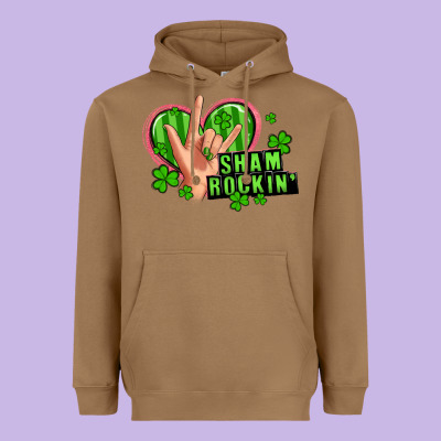 Shamrockin' Rock N Roll Female Hand Heavyweight Hoodie Designed By Artiststas