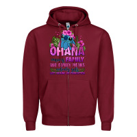 Burgundy ohana means family Zipper Hoodie - Zillion Design Studio