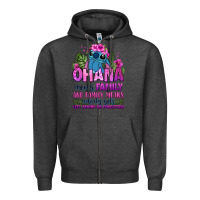 Charcoal Heather ohana means family Zipper Hoodie - Zillion Design Studio