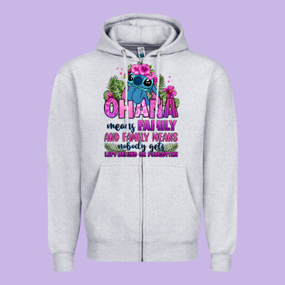 Ohana Means Family Zipper Hoodie Designed By Zillion Design Studio