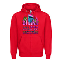 Red ohana means family Zipper Hoodie - Zillion Design Studio