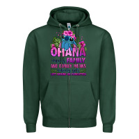 Sports Green ohana means family Zipper Hoodie - Zillion Design Studio