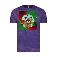 Cloud Purple christmas raccoon Vintage Tee - BarkalooDesign