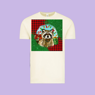 Christmas Raccoon Vintage Tee Designed By Barkaloodesign