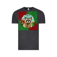 Vintage Black christmas raccoon Vintage Tee - BarkalooDesign