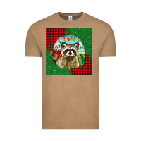 Vintage Coffee christmas raccoon Vintage Tee - BarkalooDesign