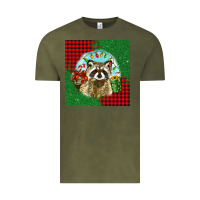 Vintage Olive christmas raccoon Vintage Tee - BarkalooDesign