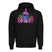 Black ohana stitch Zipper Hoodie - Zillion Design Studio