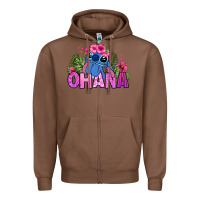 Chestnut ohana stitch Zipper Hoodie - Zillion Design Studio