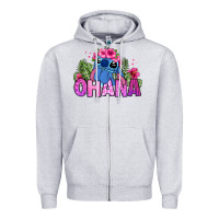 Heather Grey ohana stitch Zipper Hoodie - Zillion Design Studio