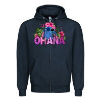 Navy ohana stitch Zipper Hoodie - Zillion Design Studio