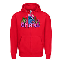 Red ohana stitch Zipper Hoodie - Zillion Design Studio