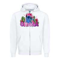 White ohana stitch Zipper Hoodie - Zillion Design Studio