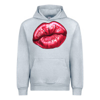 Heather Grey lips mark Urban Hoodie - NancyCooperArtShop