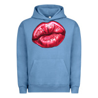 Pigment Pebble Blue lips mark Urban Hoodie - NancyCooperArtShop