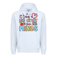 White it takes a big heart for shape little minds Premium Hoodie - MaliasSmallBusiness