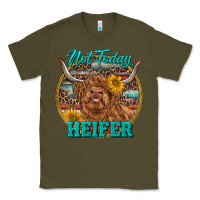 Army Green Highland Heifer Western Classic Tee - RanaPortraitStore