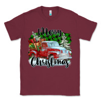 Burgundy Merry Christmas Truck With Gifts Classic Tee - FaDigitalArtStudio
